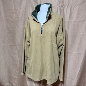 Faded Glory Tan and Green Zip-Up Sweater